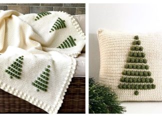 Christmas Pine Tree Blanket Pillow Set Crochet Patterns Christmas Pine Tree Blanket Pillow Set Crochet Pattern