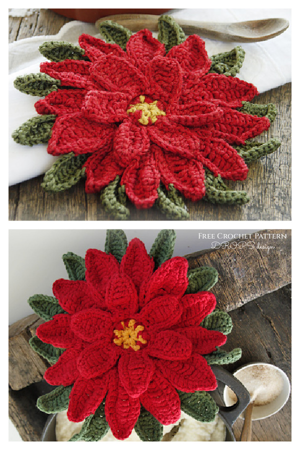 Christmas Star Poinsettia Free Crochet Pattern