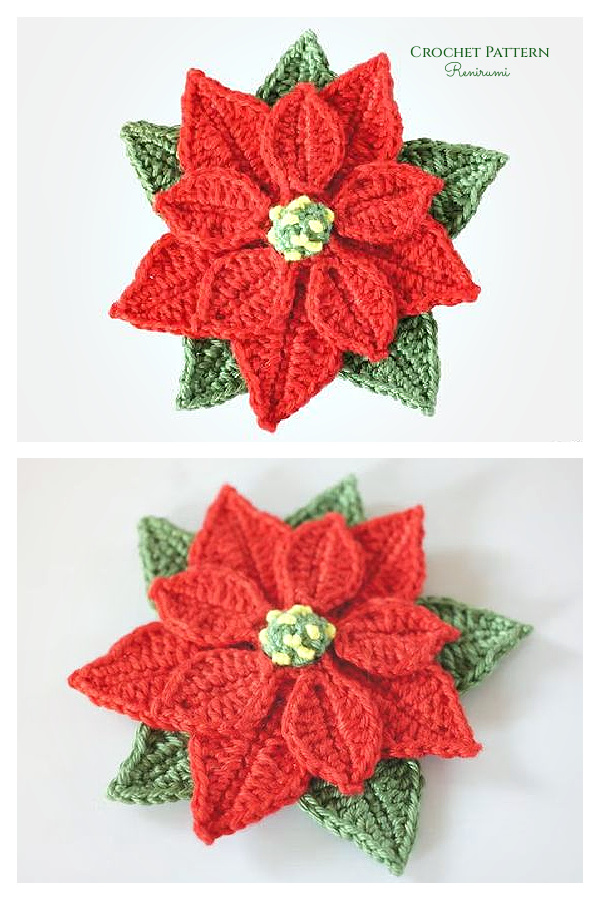 Christmas Star Application Poinsettia Crochet Pattern