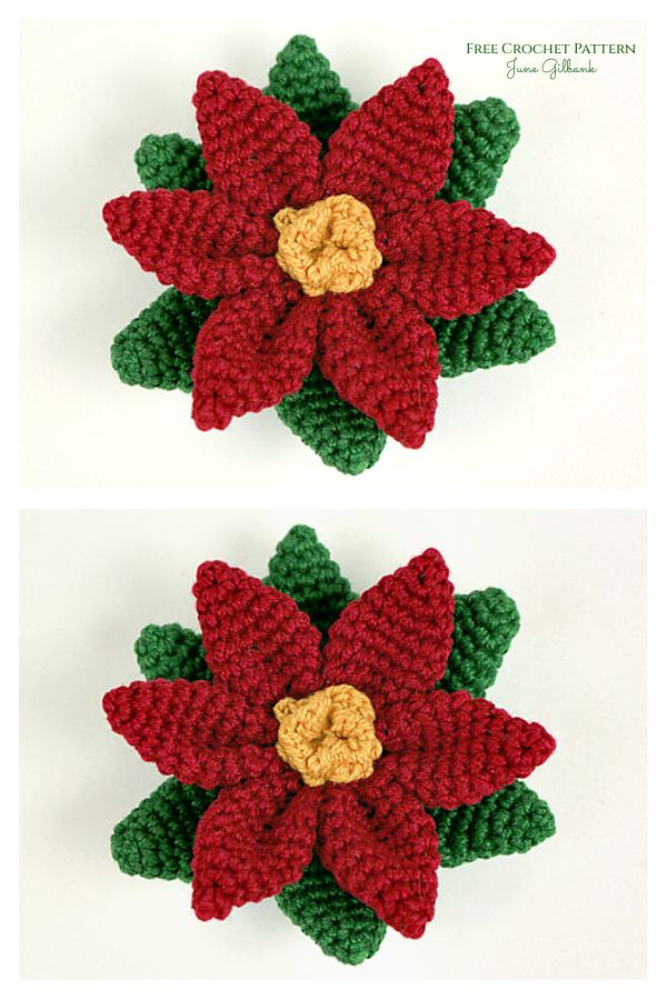 Christmas Star Poinsettia Free Crochet Pattern