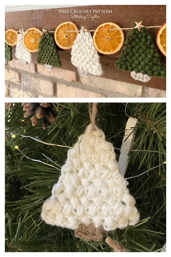Flat Christmas Trees Garland Free Crochet Pattern