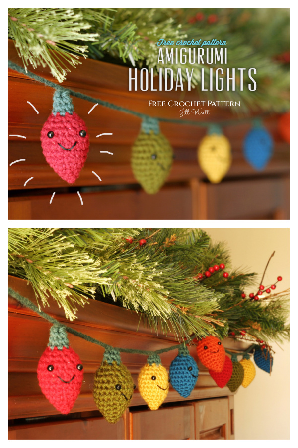 Amigurumi Holiday Lights Garland Free Crochet Pattern