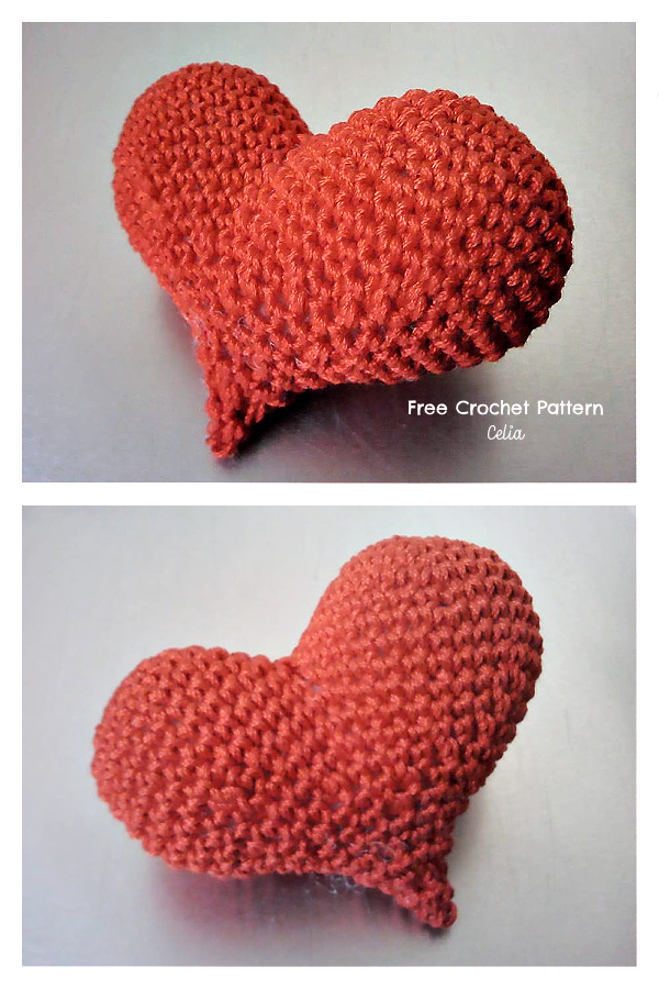 Crochet Asymmetrical Puffy Heart Amigurumi Free Patterns
