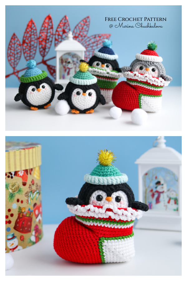 Penguin in Christmas Sock Free Crochet Pattern