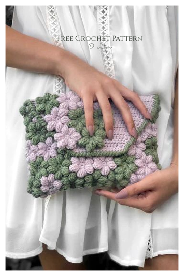 Puffy Floral Clutch Free Crochet Pattern