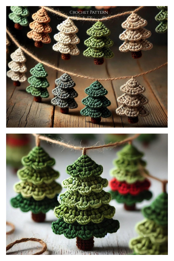 Easy Festive Christmas Tree Garland Crochet Patterns 