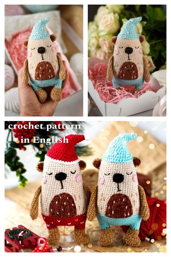 Amigurumi Cute Sleepy Bear Christmas  Crochet Pattern