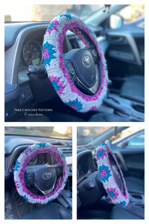 Driving Me Daisy Steering Wheel Cover Free Crochet Pattern