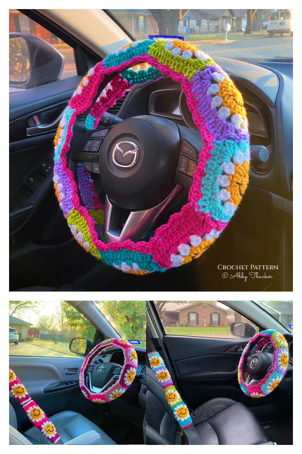 Smiley Steering Wheel Cover Crochet Pattern