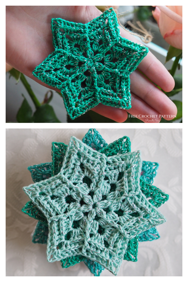Flower Star Snowflake Free Crochet Pattern