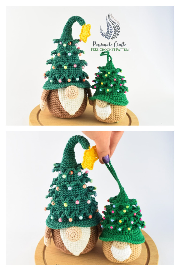 Mini Christmas Tree Gnome Free Crochet Pattern