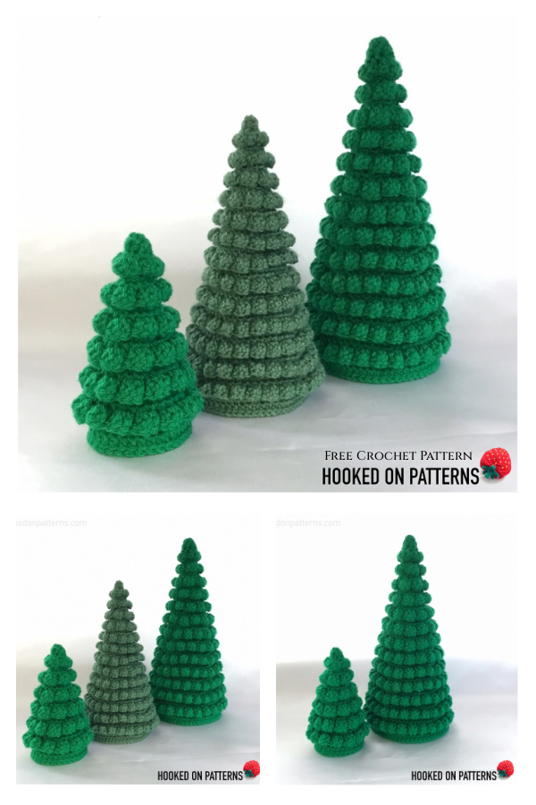Tabletop Christmas Tree Cones Free Crochet Pattern