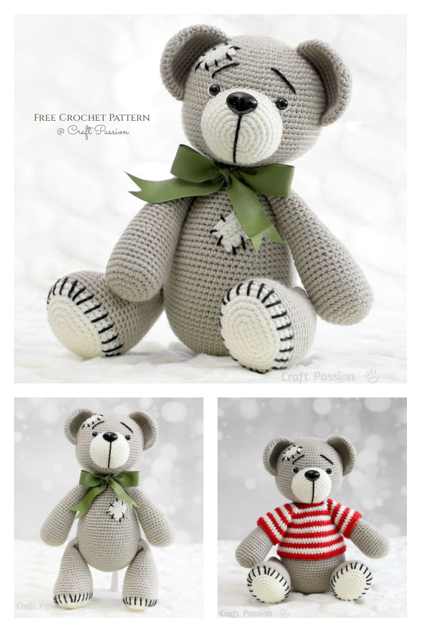 Amigurumi Teddy Bear with Outfits Free Crochet Pattern