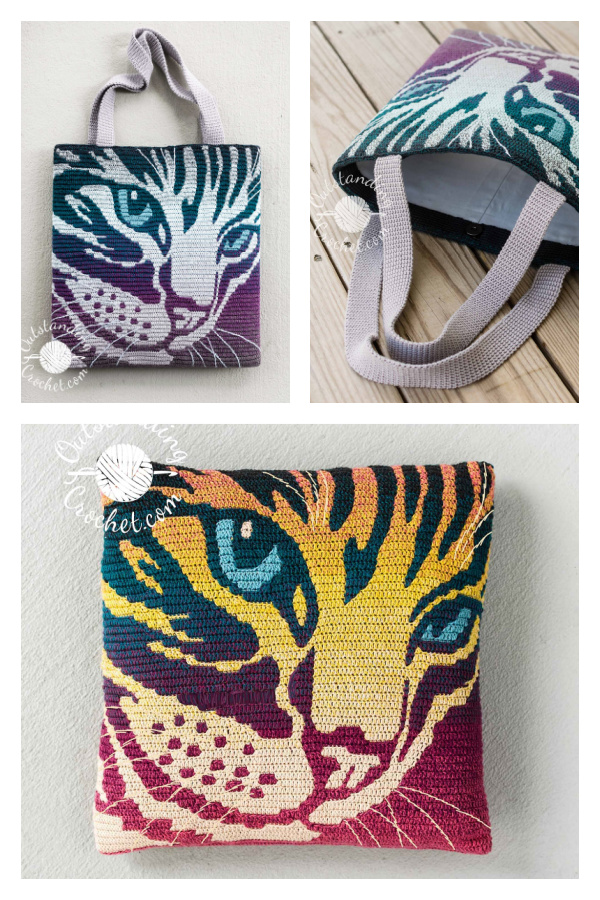 Cat Mosaic Bag and Pillow Crochet Pattern