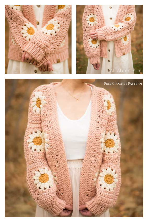 Cozy Days Daisy Cardigan Free Crochet Pattern