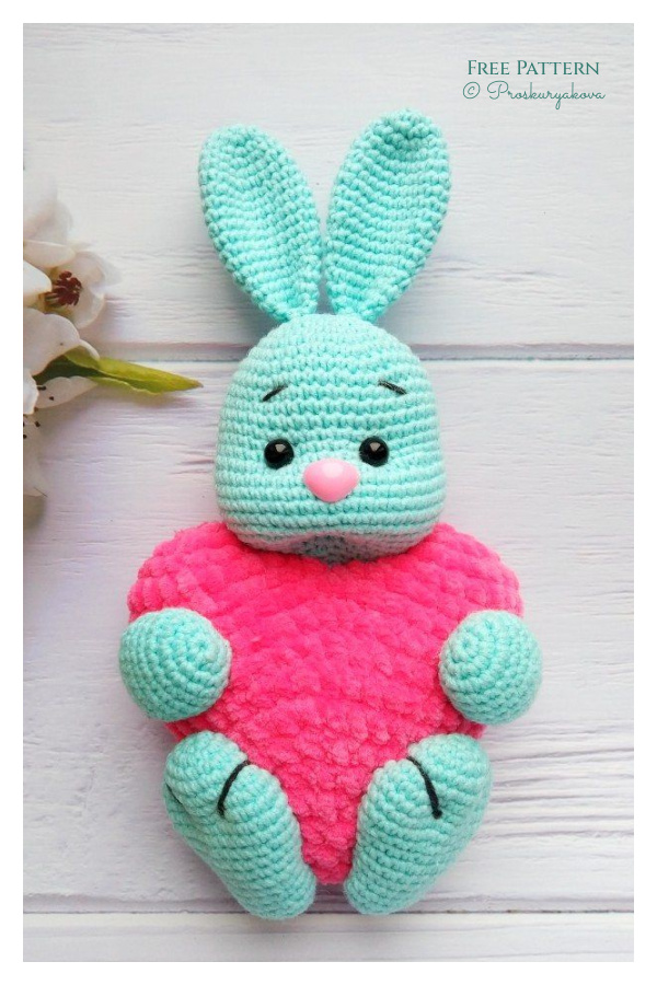 Crochet Valentine Heart Bunny Amigurumi Free Patterns