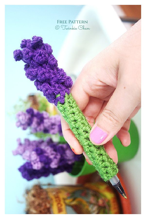 Lavender Pen Cozy Bouquet Free Crochet Pattern