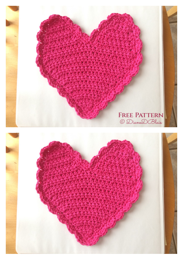 Sweetheart Dishcloth Free Crochet Pattern