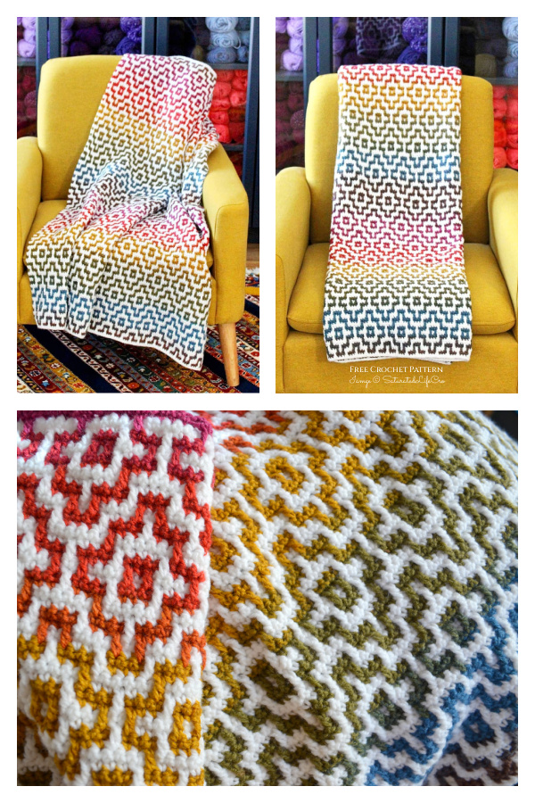 Infinity Mosaic Blanket Free Crochet Pattern