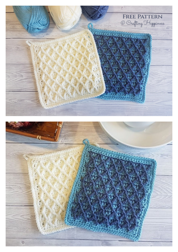 Diamond Waffle Hot Pads Free Crochet Patterns