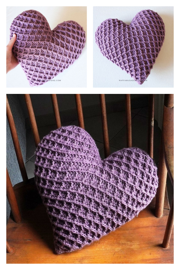 Waffle Heart Pillow Free Crochet Pattern