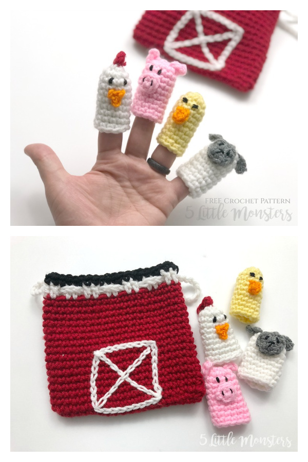 Animal Finger Puppet Playset Free Crochet Pattern