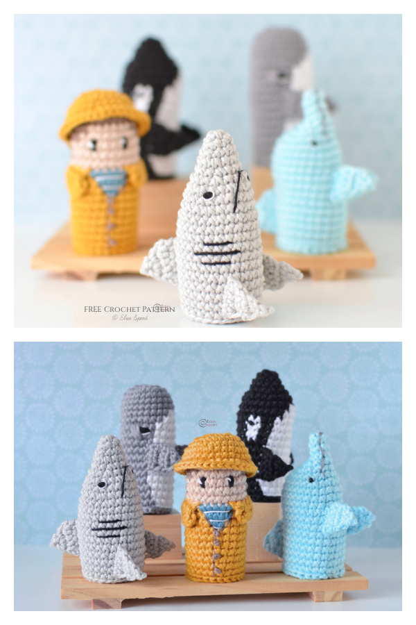 Marine Shark Finger Puppets Free Crochet Pattern