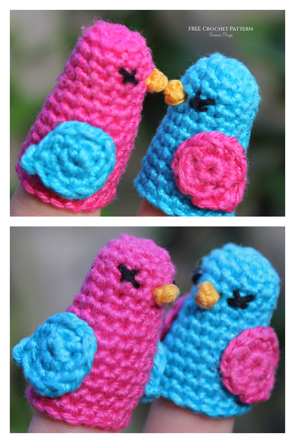 Two Little Dickie Birds Finger Puppet Free Crochet Pattern