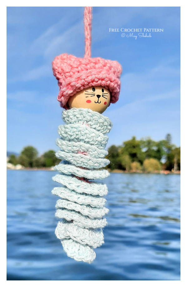 Kitty With Cat Hat Worry Worm Free Crochet Pattern