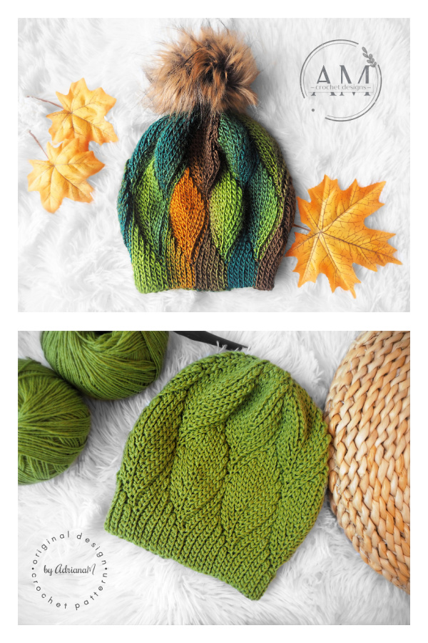 Knit-look Leafy Slouchy Beanie Crochet Pattern