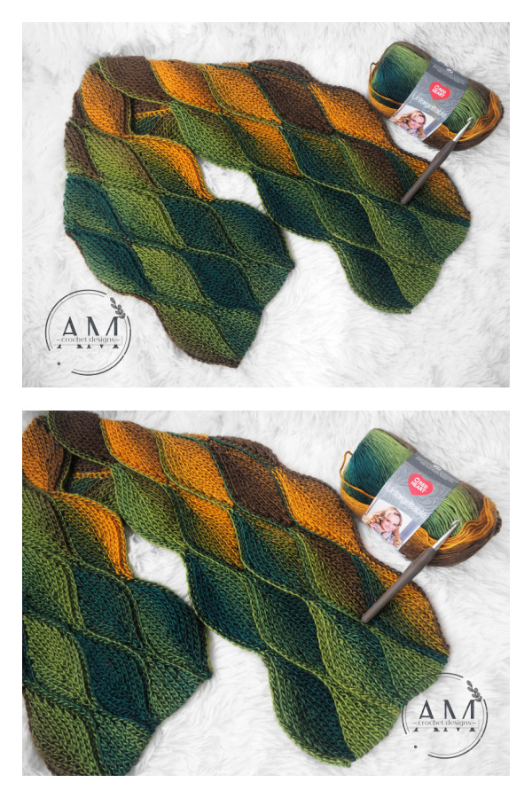 Knit-look Leafy Scarf Crochet Patterns