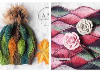 Knit-look Leafy Beanie Blanket Set Crochet Patterns Knit-look Leafy Beanie Blanket Set Crochet Patterns