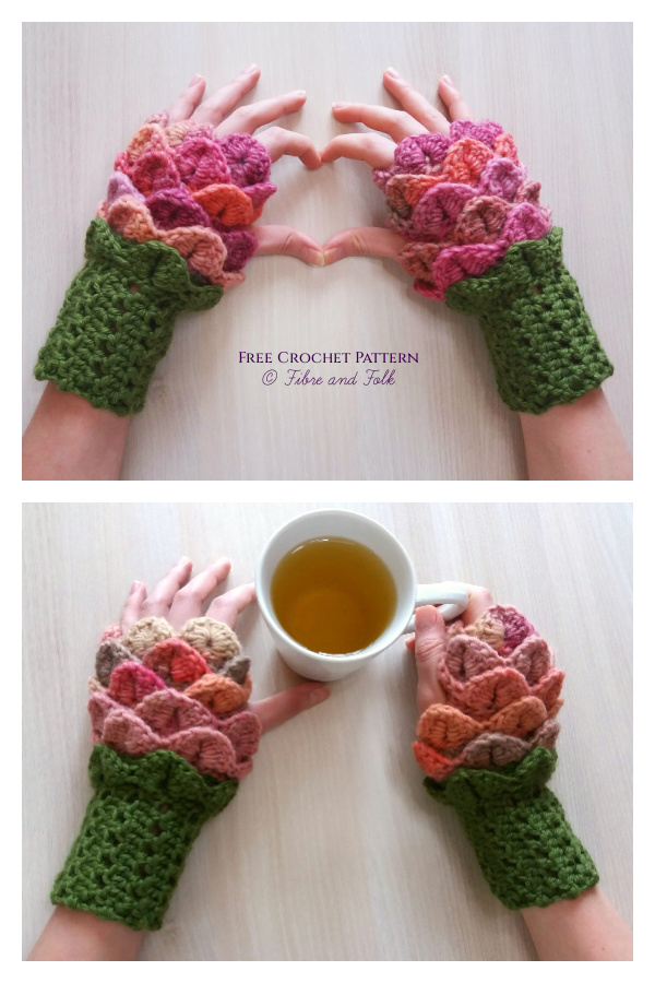 Spring Flower Fingerless Gloves Free Crochet Pattern