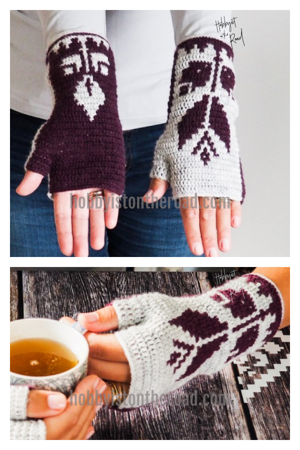 Baltic Flowers Fingerless Gloves Crochet Pattern