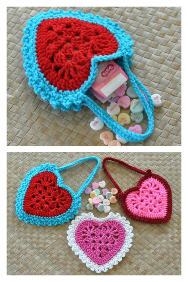 Valentine Granny Heart Gift Bag Crochet Pattern