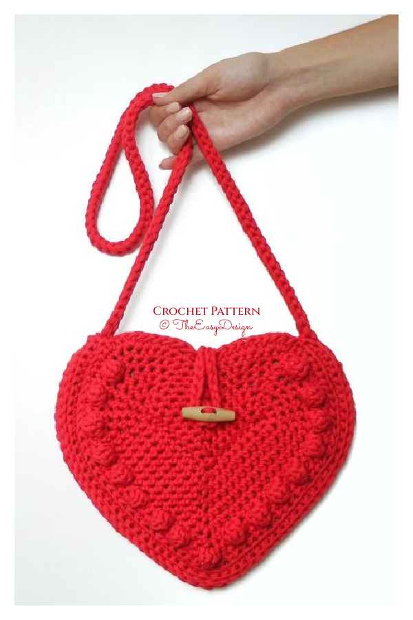 Valentine Bobble  Heart Bag Crochet Pattern