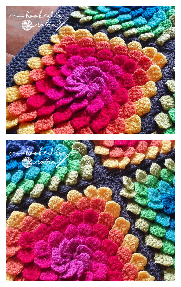 3D Petal Granny Square Crochet Pattern