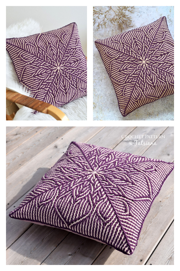 Blomma Square Brioche Pillow Case Crochet Patterns