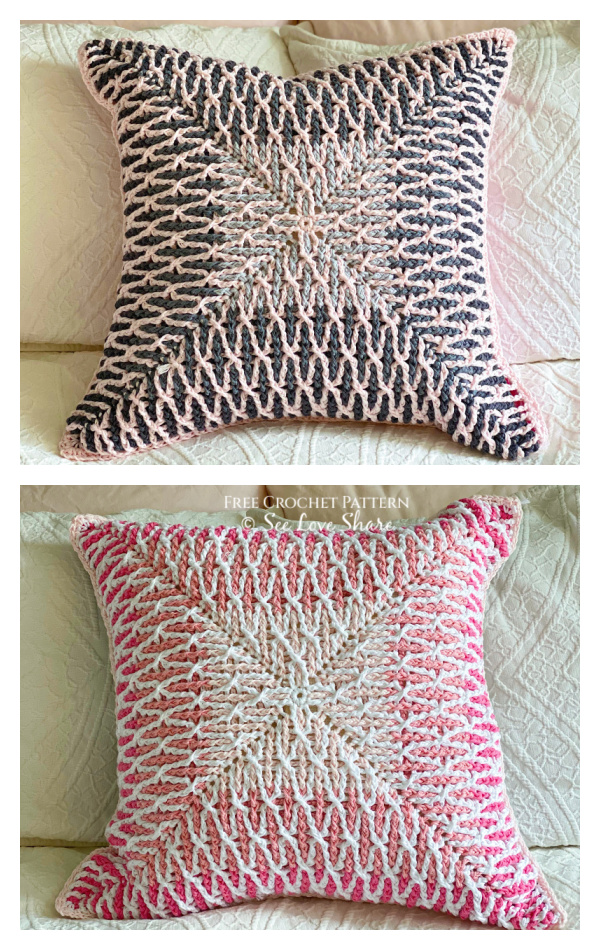 Brioche Stitch Ombre Pillow Free Crochet Pattern