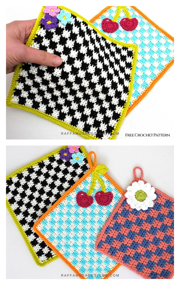Checkered Potholder Free Crochet Pattern