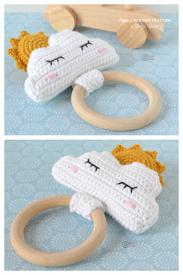 Cloud and Sun Teething Ring Free Crochet Pattern