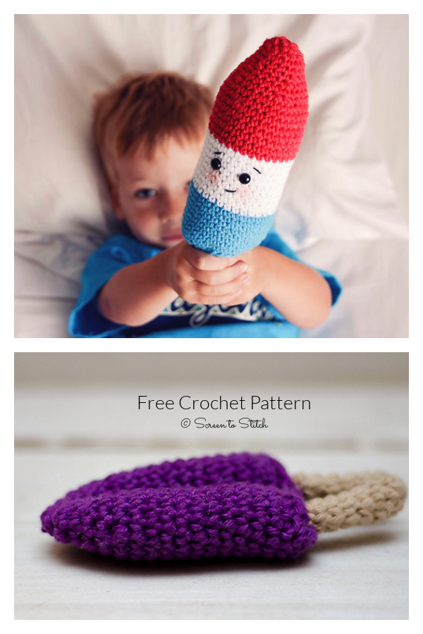 Firecracker & Purple Popsicle Amigurumi Free Crochet Patterns