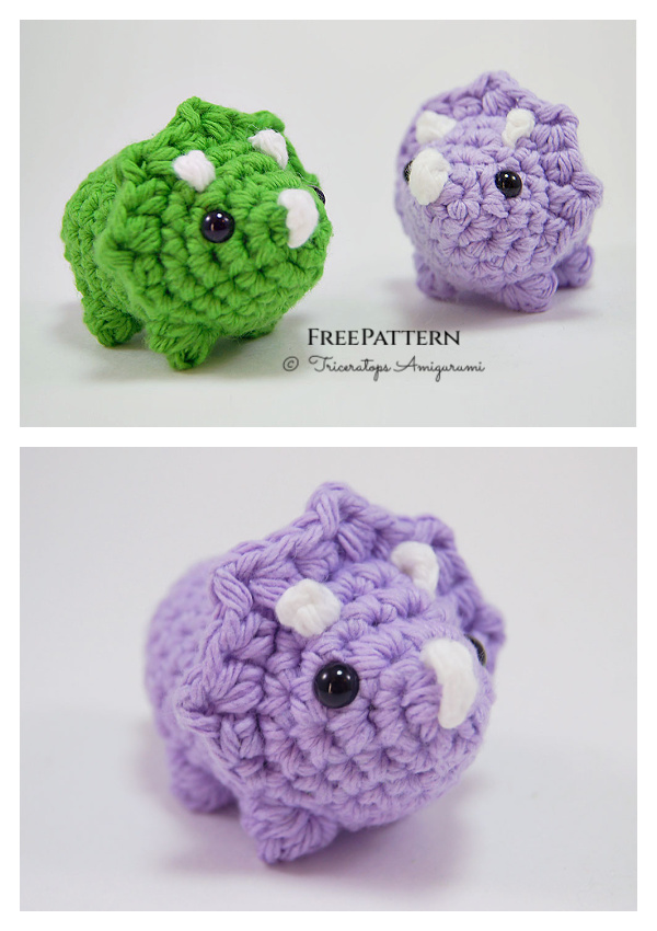 Mini Triceratops Amigurumi Free Crochet Pattern