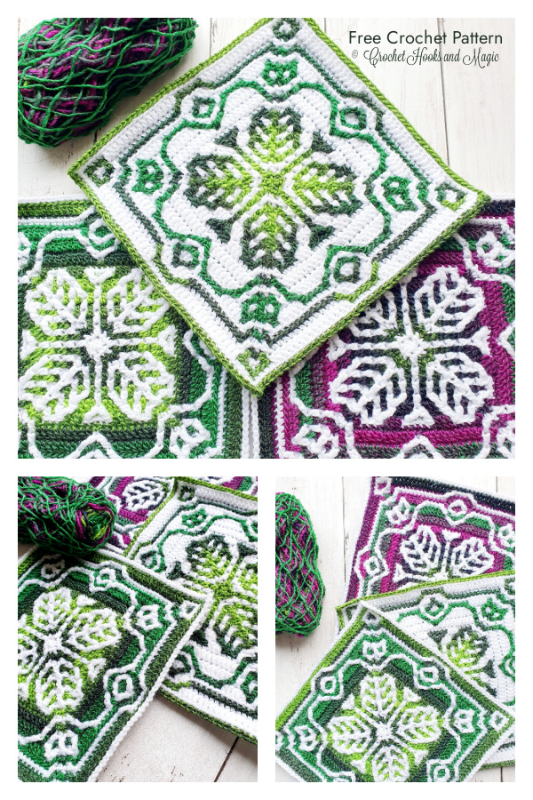 Mosaic Emerald Spray Square Free Crochet Pattern