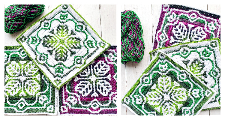 Mosaic Emerald Spray Square Free Crochet Pattern - Diy Magazine