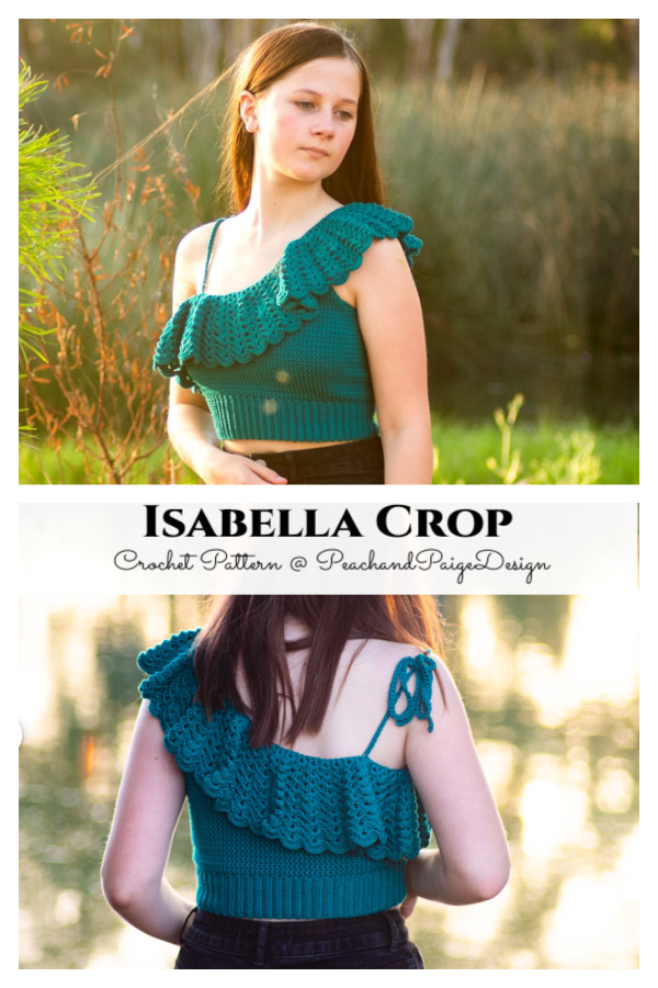 One Shoulder Isabella Crop Sweater Top Crochet Pattern