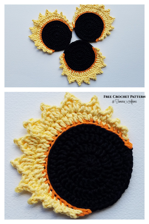 Solar Eclipse Coaster Free Crochet Patterns
