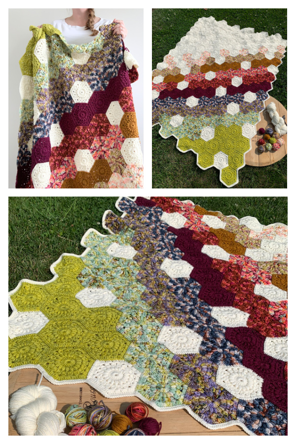 Summer Fade Hexie Blanket Free Crochet Pattern
