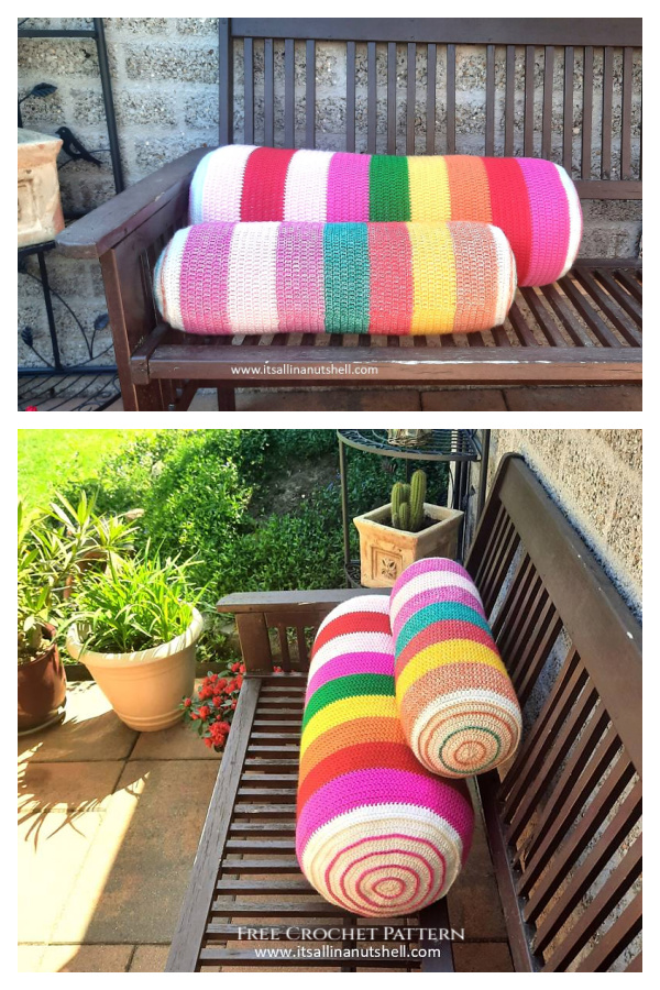 Color Burst Cushion Roll Free Crochet Pattern