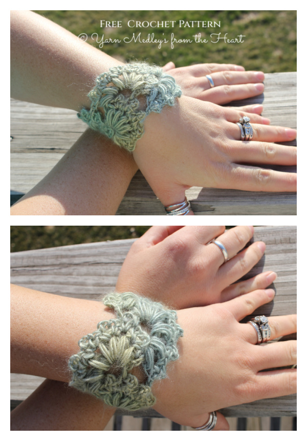 Spring Fan Wrist Cuff  Free Crochet Pattern